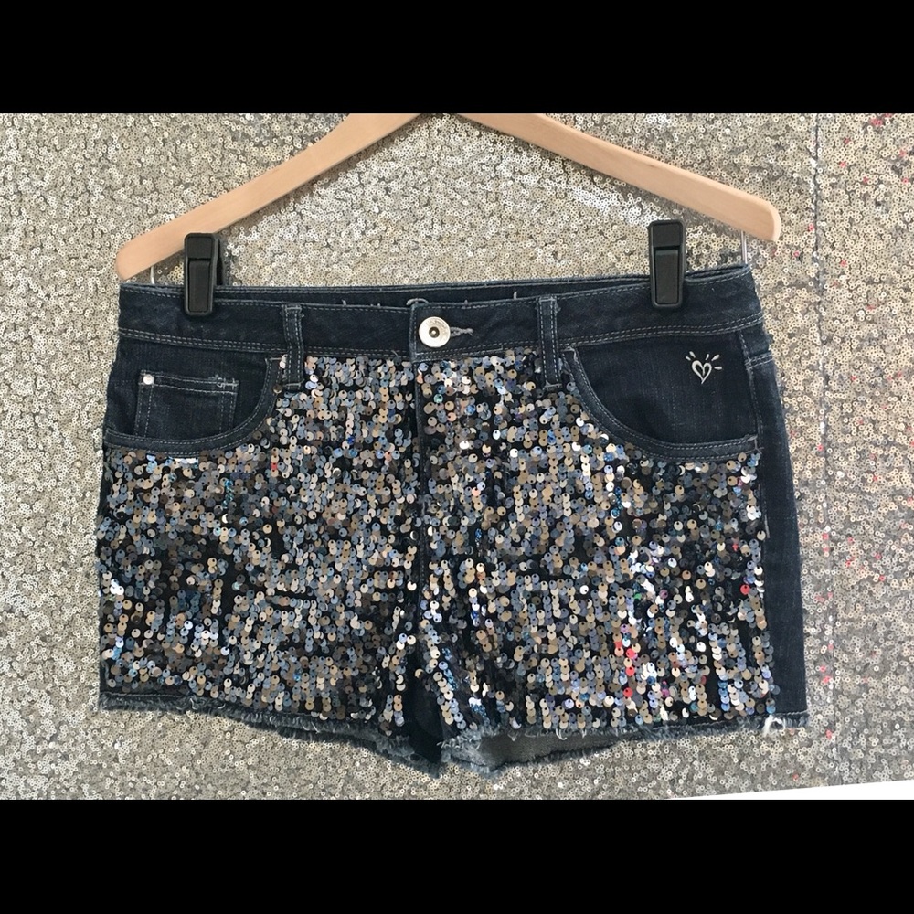 Justice Sequin Jean Shorts—Size 16 1/2
